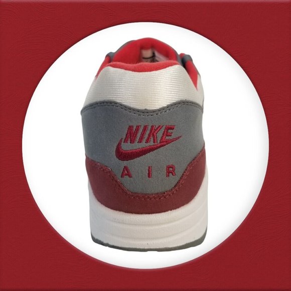 RETRO NIKE AIR MAX 1 ANNIVERSARY RED SZ 13 WHITE GRAY OG 2017 2018 AH8145-100 - Picture 11 of 15